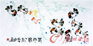 ⑤《春雨绵绵》(138cm×69cm) 作者:周树坚、姚北全 ⑤《春雨绵绵》(138cm×69cm) 作者:周树坚、姚北全